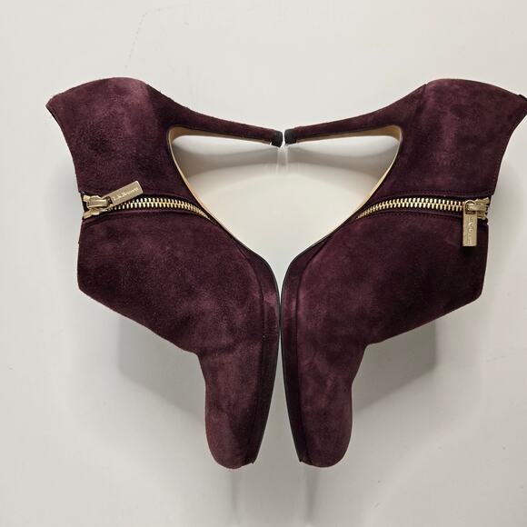 LK Bennett Doris Ankle Zip Booties Stiletto Suede Burgundy Women 39 EU - Picture 6 of 9